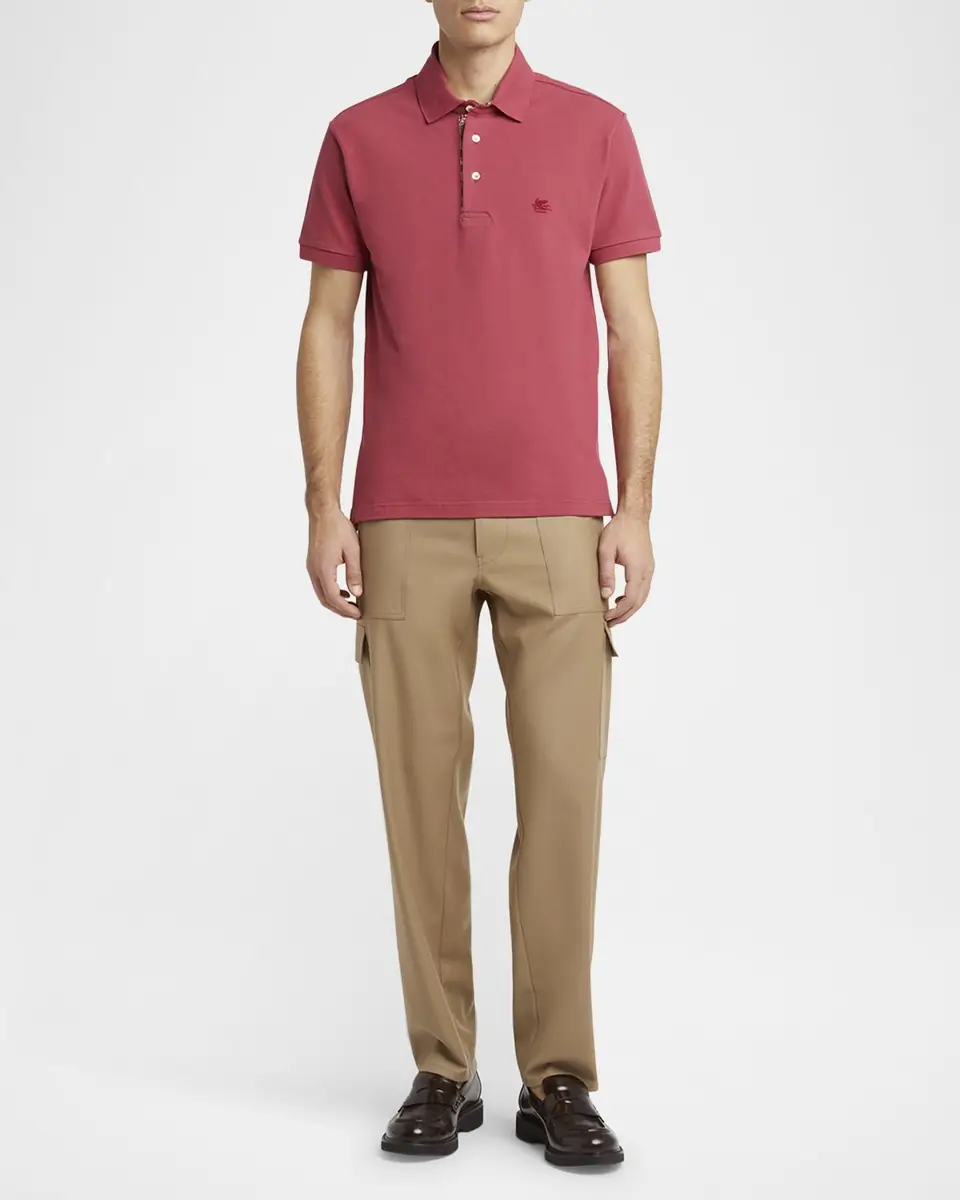 Etro Men's Cotton Logo-Embroidered Polo Shirt | Thumbnail 2 Etro Men's Cotton Logo-Embroidered Polo Shirt | Thumbnail 2