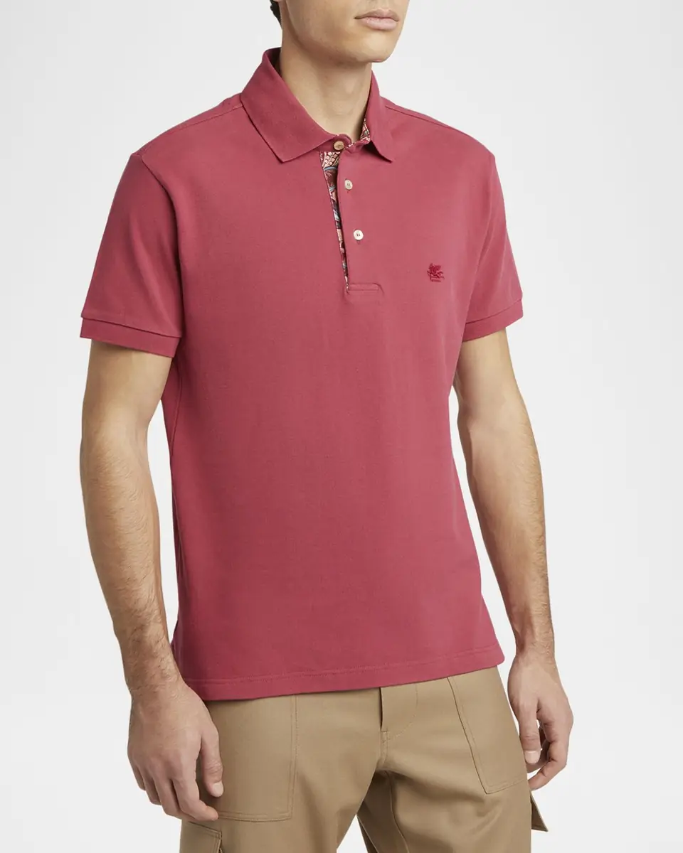 Etro Men's Cotton Logo-Embroidered Polo Shirt | Thumbnail 4 Etro Men's Cotton Logo-Embroidered Polo Shirt | Thumbnail 4