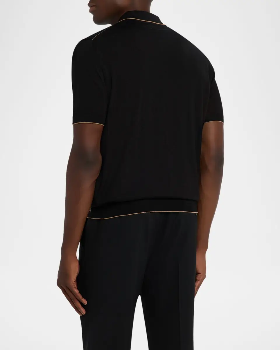 Stefano Ricci Men's Quarter-Zip Short Sleeve Polo Sweater | Thumbnail 3 Stefano Ricci Men's Quarter-Zip Short Sleeve Polo Sweater | Thumbnail 3