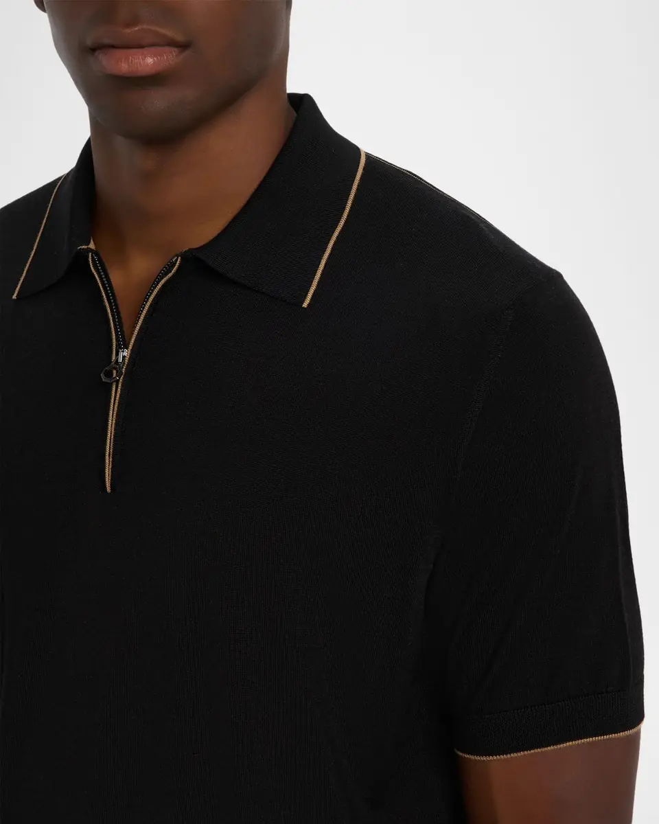 Stefano Ricci Men's Quarter-Zip Short Sleeve Polo Sweater | Thumbnail 5 Stefano Ricci Men's Quarter-Zip Short Sleeve Polo Sweater | Thumbnail 5