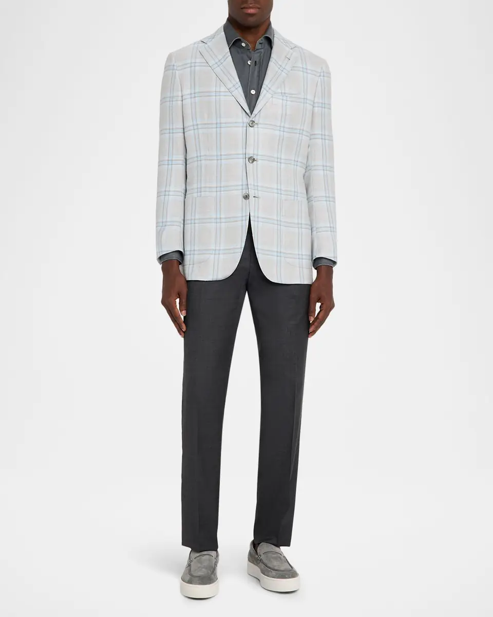 Kiton Men's Wool Twill Flat-Front Trousers | Thumbnail 2 Kiton Men's Wool Twill Flat-Front Trousers | Thumbnail 2