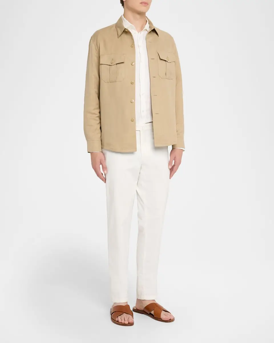 Canali Men's Linen and Silk Button-Front Overshirt | Thumbnail 2 Canali Men's Linen and Silk Button-Front Overshirt | Thumbnail 2