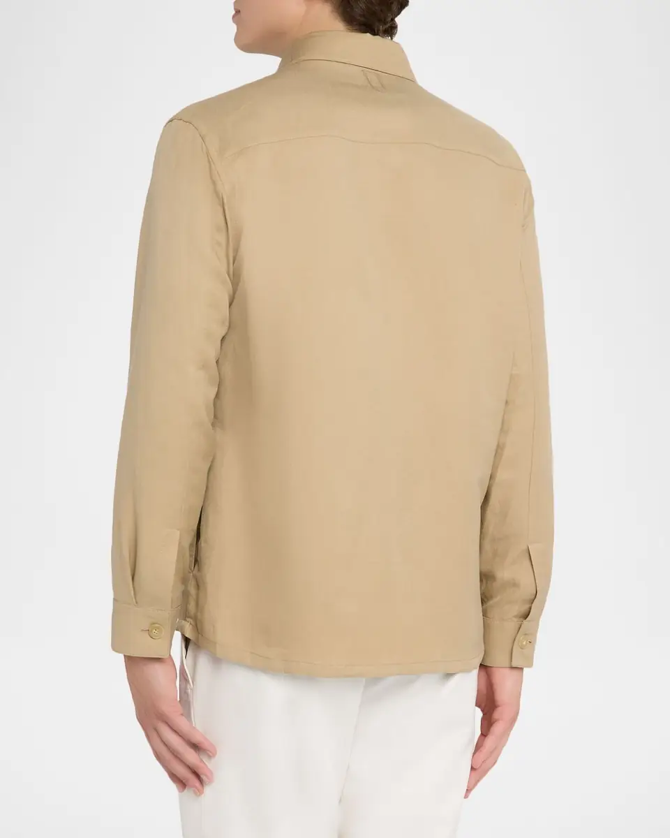 Canali Men's Linen and Silk Button-Front Overshirt | Thumbnail 3 Canali Men's Linen and Silk Button-Front Overshirt | Thumbnail 3