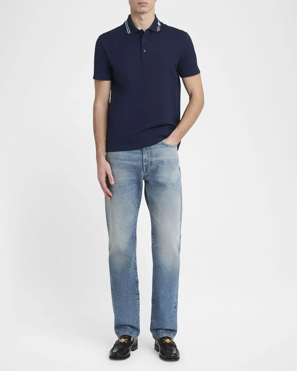 Versace Men's Medusa-Collar Pique Polo Shirt | Thumbnail 2