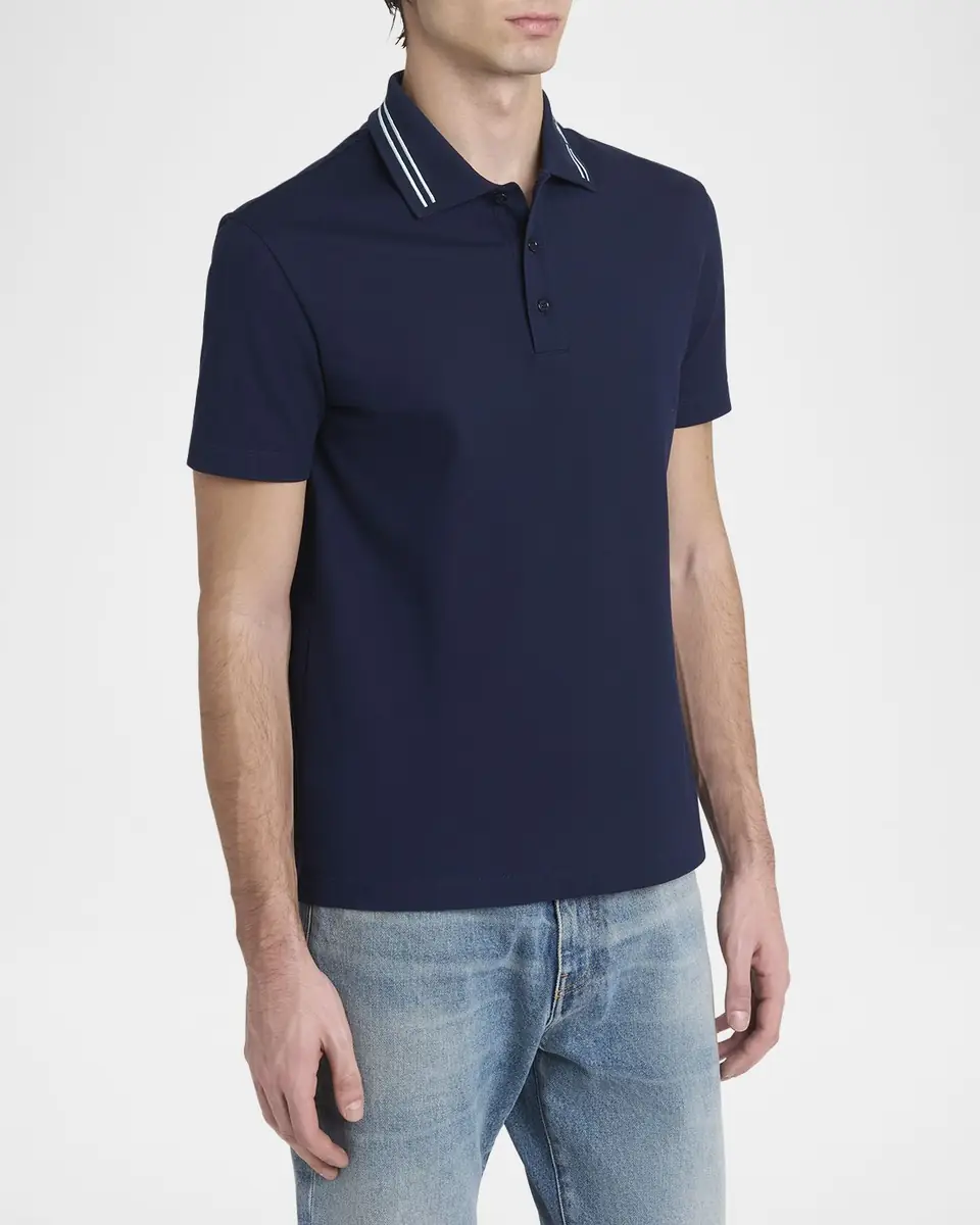 Versace Men's Medusa-Collar Pique Polo Shirt | Thumbnail 4