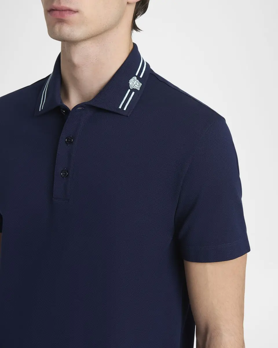 Versace Men's Medusa-Collar Pique Polo Shirt | Thumbnail 5