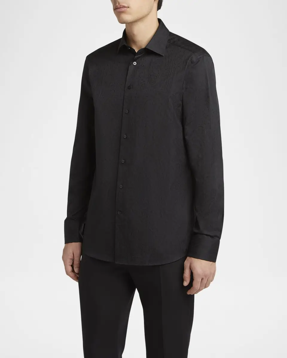 Etro Men's Cotton Paisley Jacquard Sport Shirt | Thumbnail 4