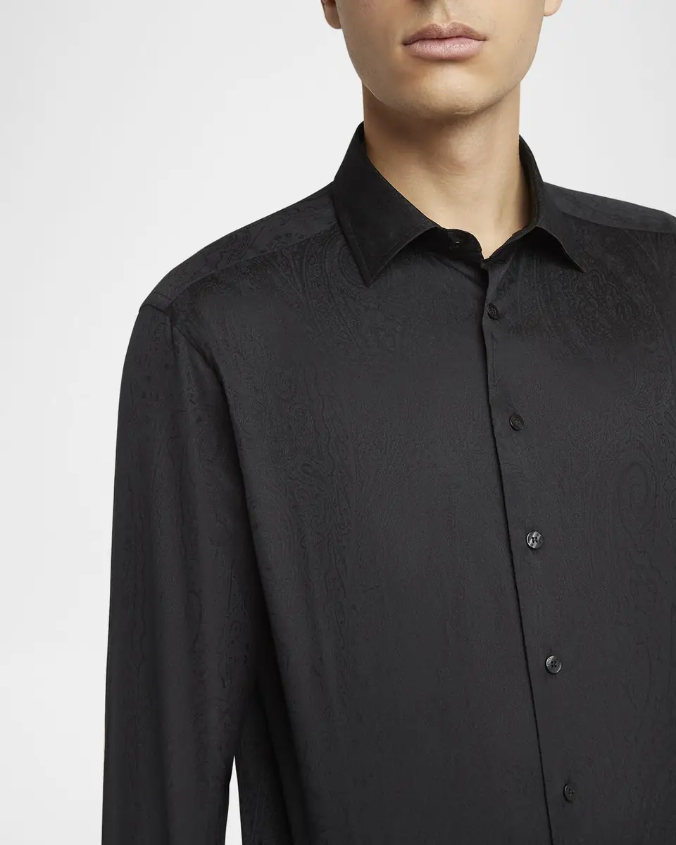 Etro Men's Cotton Paisley Jacquard Sport Shirt | Thumbnail 5