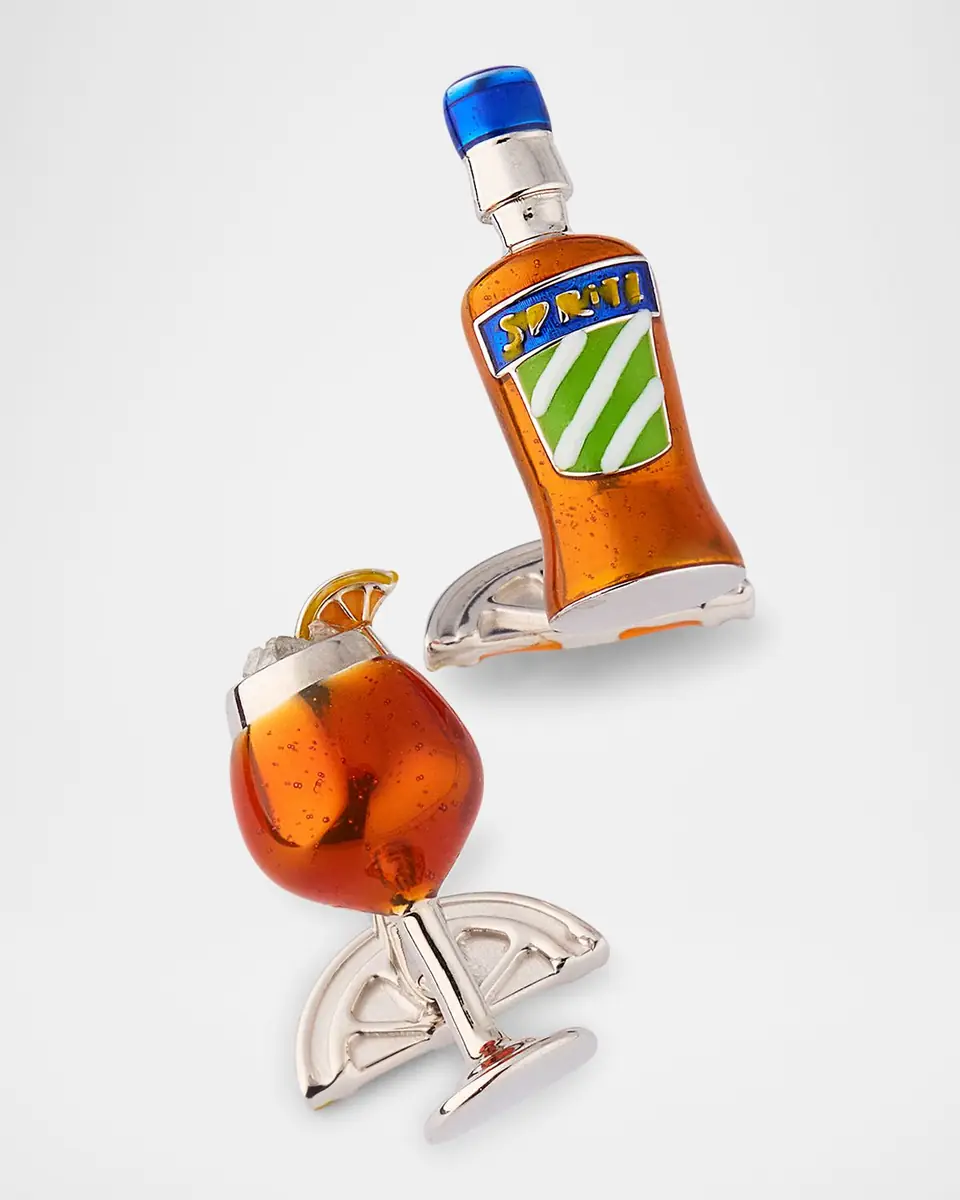 Jan Leslie Men's Spritz Cocktail Enamel Cufflinks | Thumbnail 3 Jan Leslie Men's Spritz Cocktail Enamel Cufflinks | Thumbnail 3