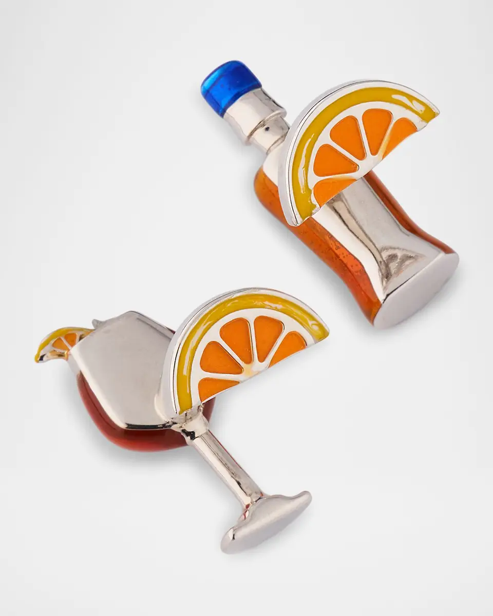Jan Leslie Men's Spritz Cocktail Enamel Cufflinks | Thumbnail 4 Jan Leslie Men's Spritz Cocktail Enamel Cufflinks | Thumbnail 4