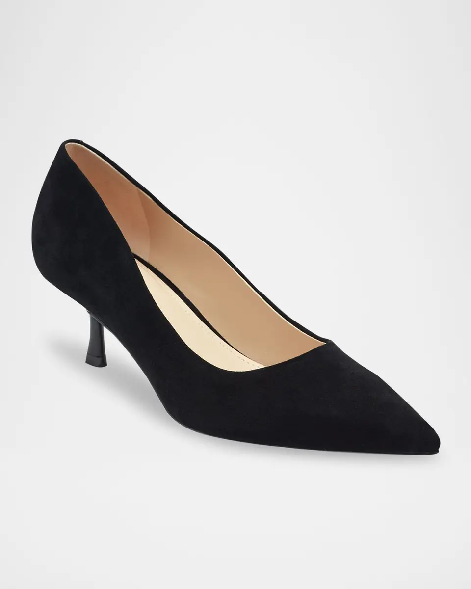 Marc Fisher LTD Calynna Suede Kitten-Heel Pumps | Thumbnail 2