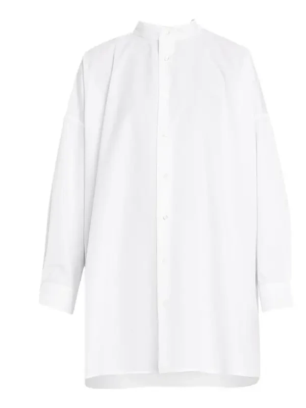 Wide A-Line Collarless Classic Shirt (Long Plus) Wide A-Line Collarless Classic Shirt (Long Plus)