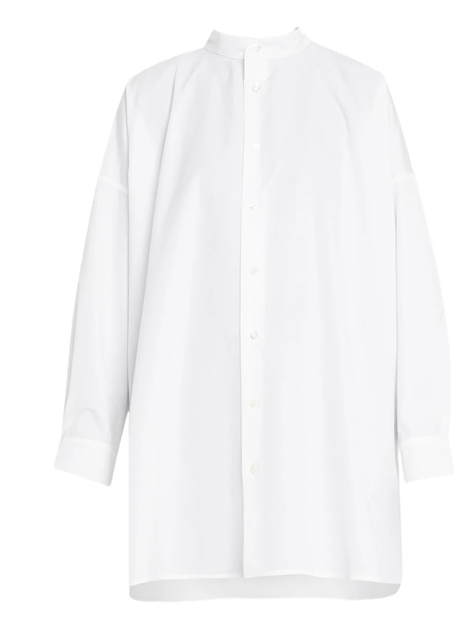 Eskandar Wide A-Line Collarless Classic Shirt (Long Plus)