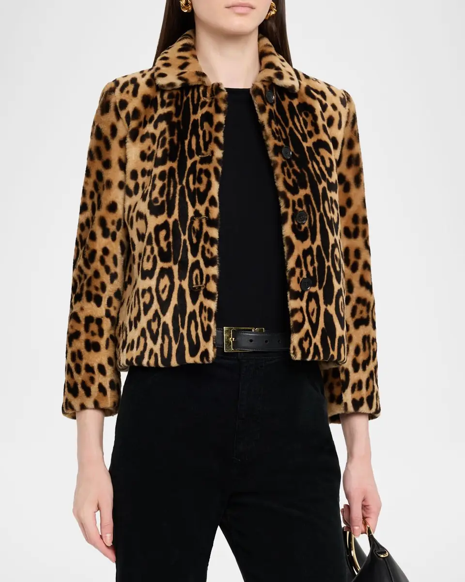 Nili Lotan Montmartre Leopard Shearling Cropped Jacket | Thumbnail 4 Nili Lotan Montmartre Leopard Shearling Cropped Jacket | Thumbnail 4