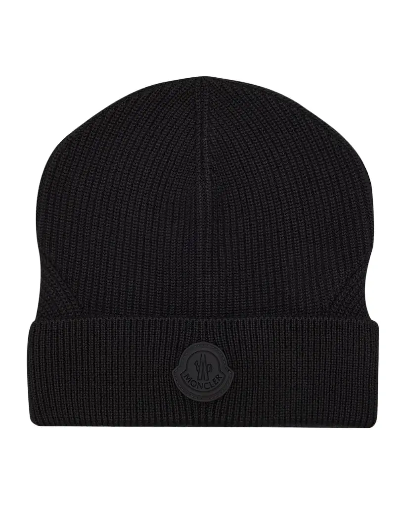 Moncler Men's Wool Beanie with Tonal Logo | Image 1 Moncler Men's Wool Beanie with Tonal Logo | Image 1