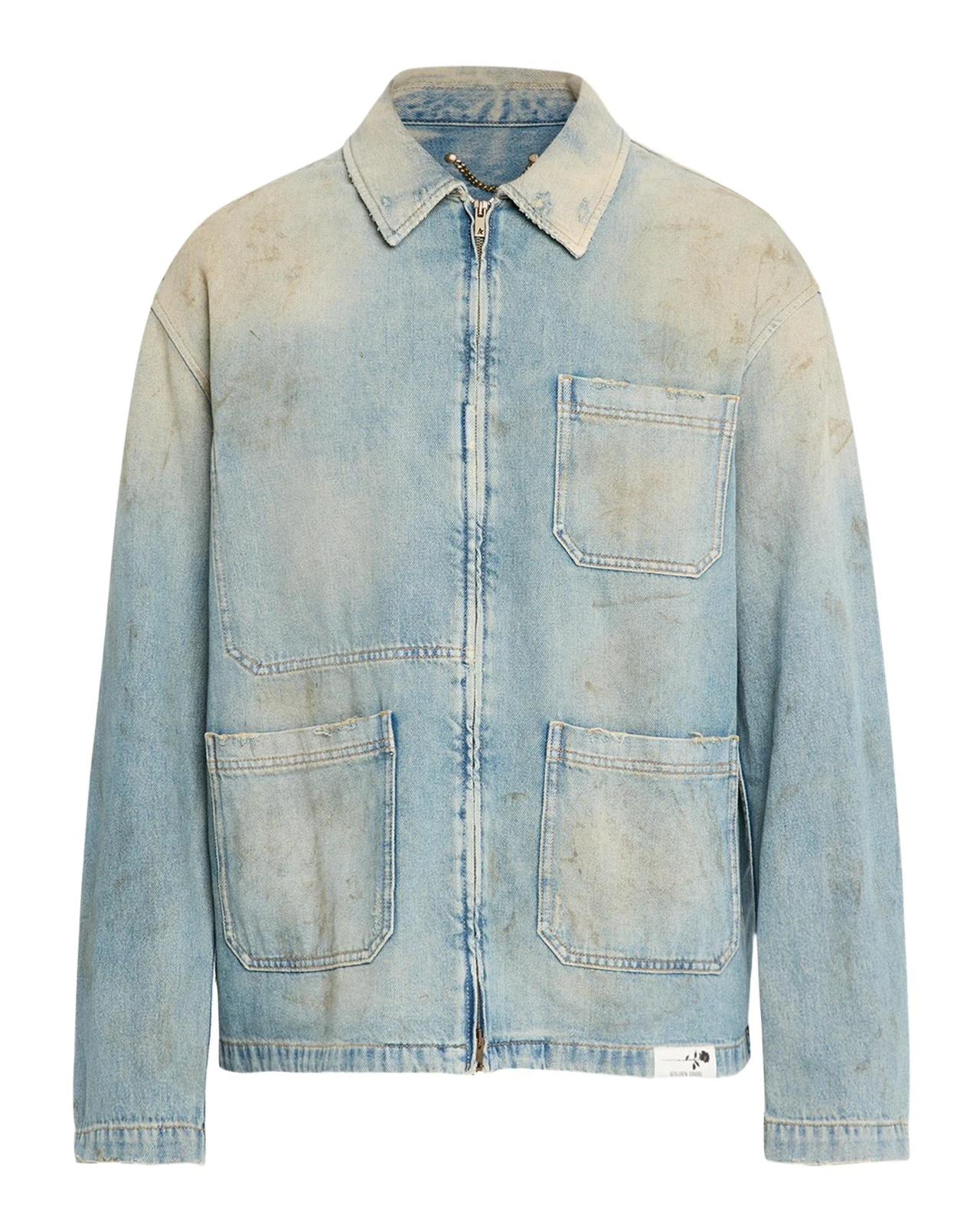 Men's Distressed-Effect Full-Zip Denim Jacket Men's Distressed-Effect Full-Zip Denim Jacket