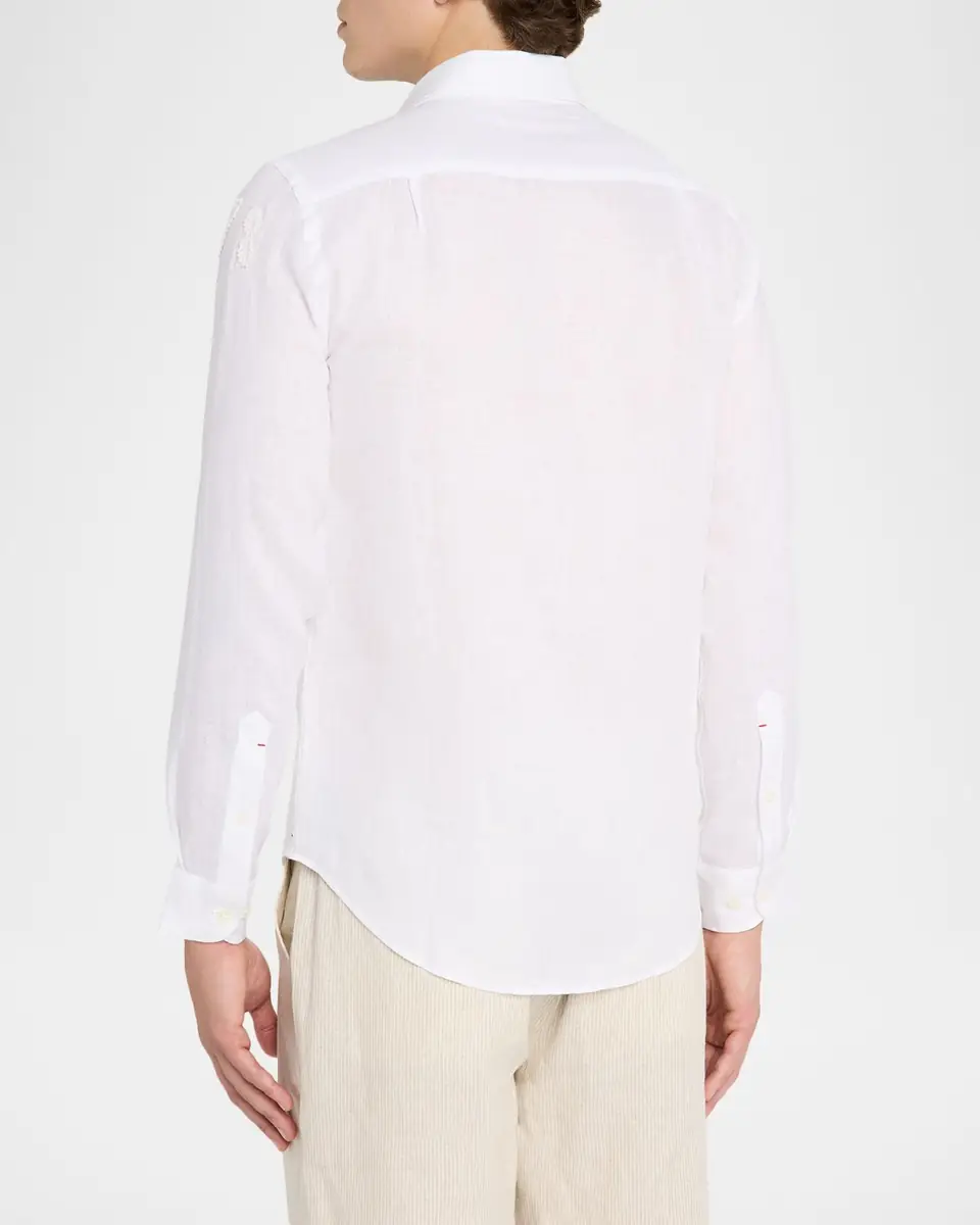 Orlebar Brown Men's Giles Linen Applique Tailored-Fit Sport Shirt | Thumbnail 3