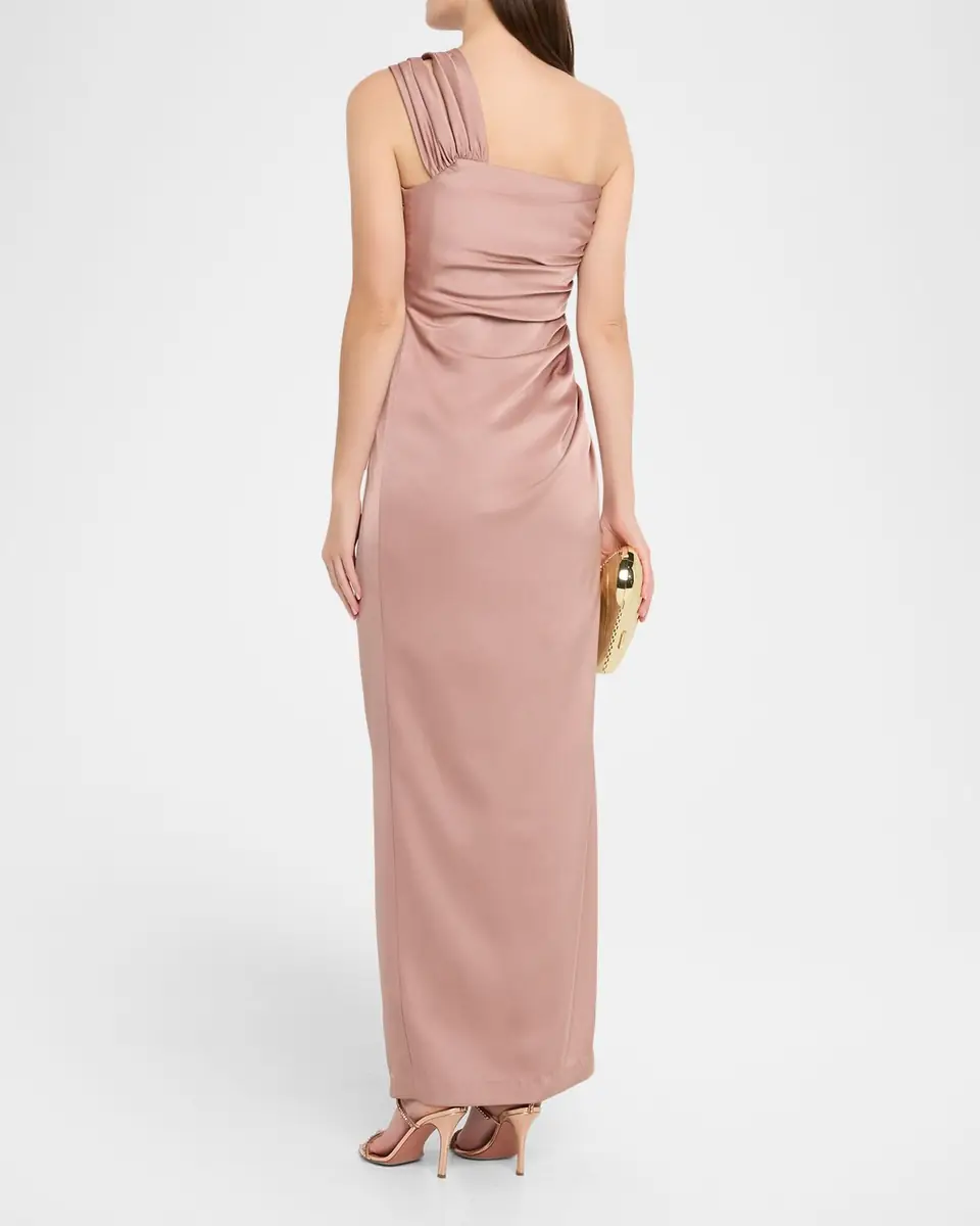 Aidan Mattox Ruched One-Shoulder Column Gown | Thumbnail 3
