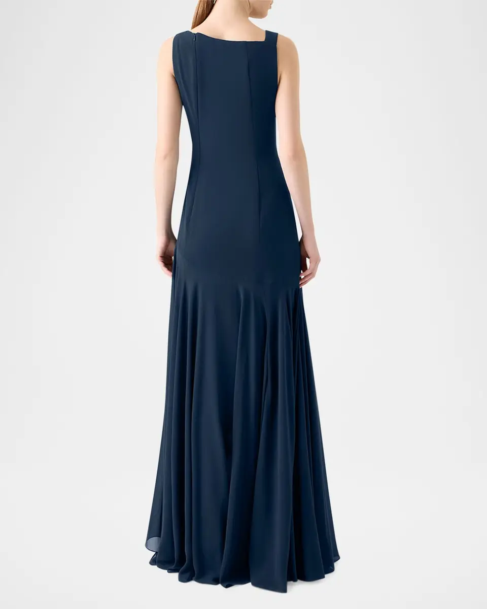 Akris Studded Sleeveless Asymmetric Flared Maxi Dress | Thumbnail 3 Akris Studded Sleeveless Asymmetric Flared Maxi Dress | Thumbnail 3