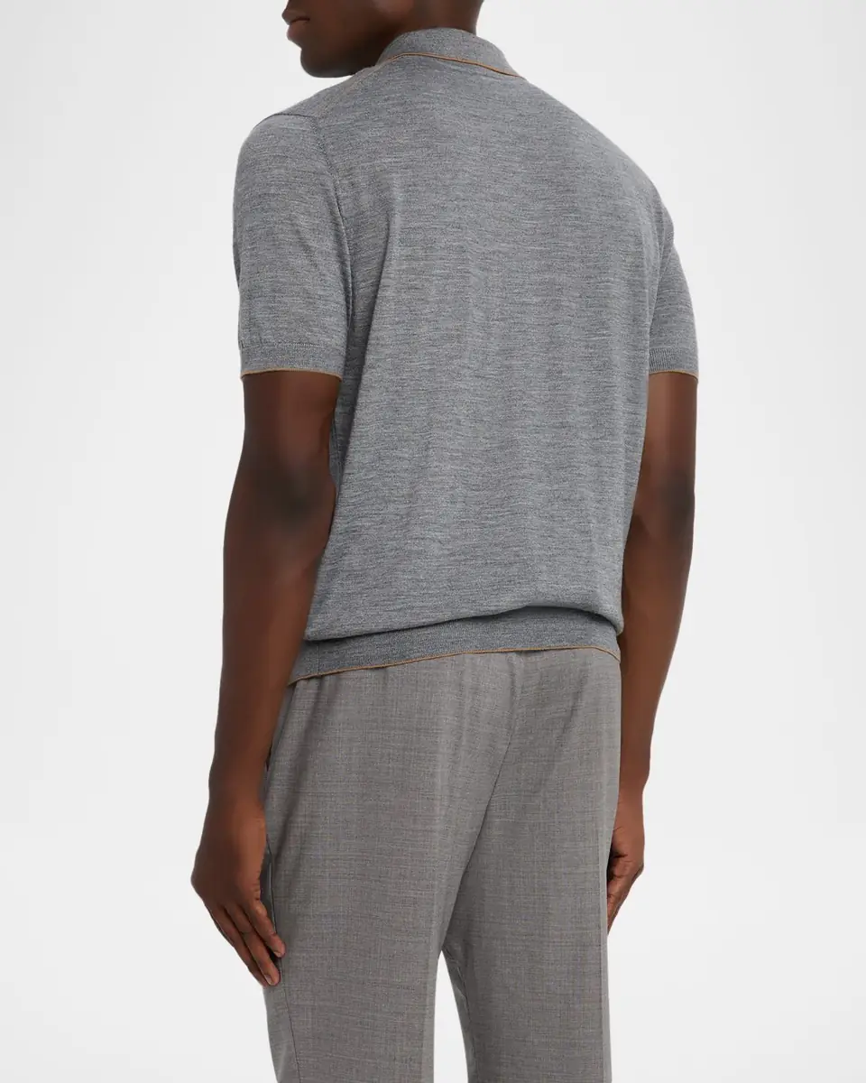 Stefano Ricci Men's Quarter-Zip Short Sleeve Polo Sweater | Thumbnail 2 Stefano Ricci Men's Quarter-Zip Short Sleeve Polo Sweater | Thumbnail 2
