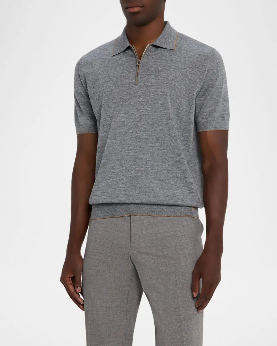 Stefano Ricci Men's Quarter-Zip Short Sleeve Polo Sweater | Thumbnail 3 Stefano Ricci Men's Quarter-Zip Short Sleeve Polo Sweater | Thumbnail 3
