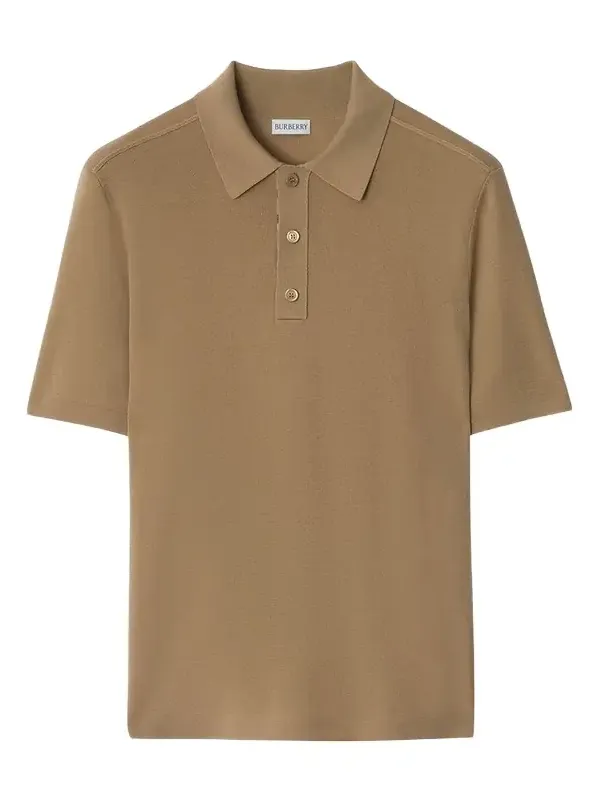 Burberry Men's Check-Placket Wool Knit Polo Shirt