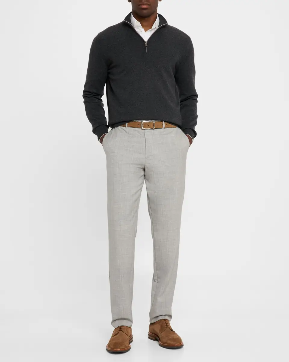 Brunello Cucinelli Men's Cashmere Quarter-Zip Sweater | Thumbnail 2