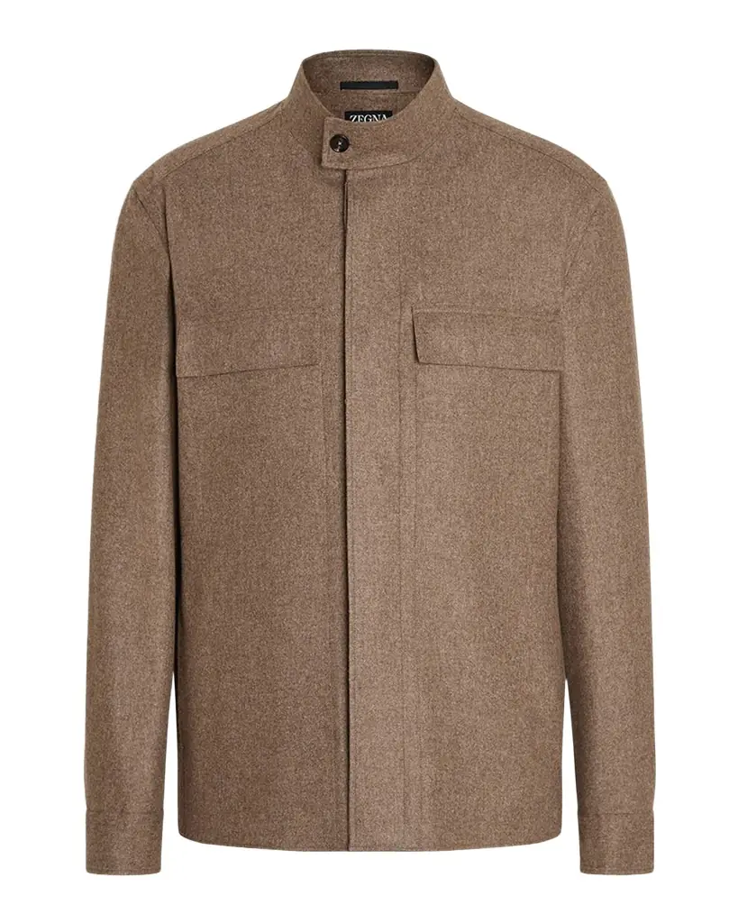 Men's Melange Cashmere Overshirt with Pockets Men's Melange Cashmere Overshirt with Pockets