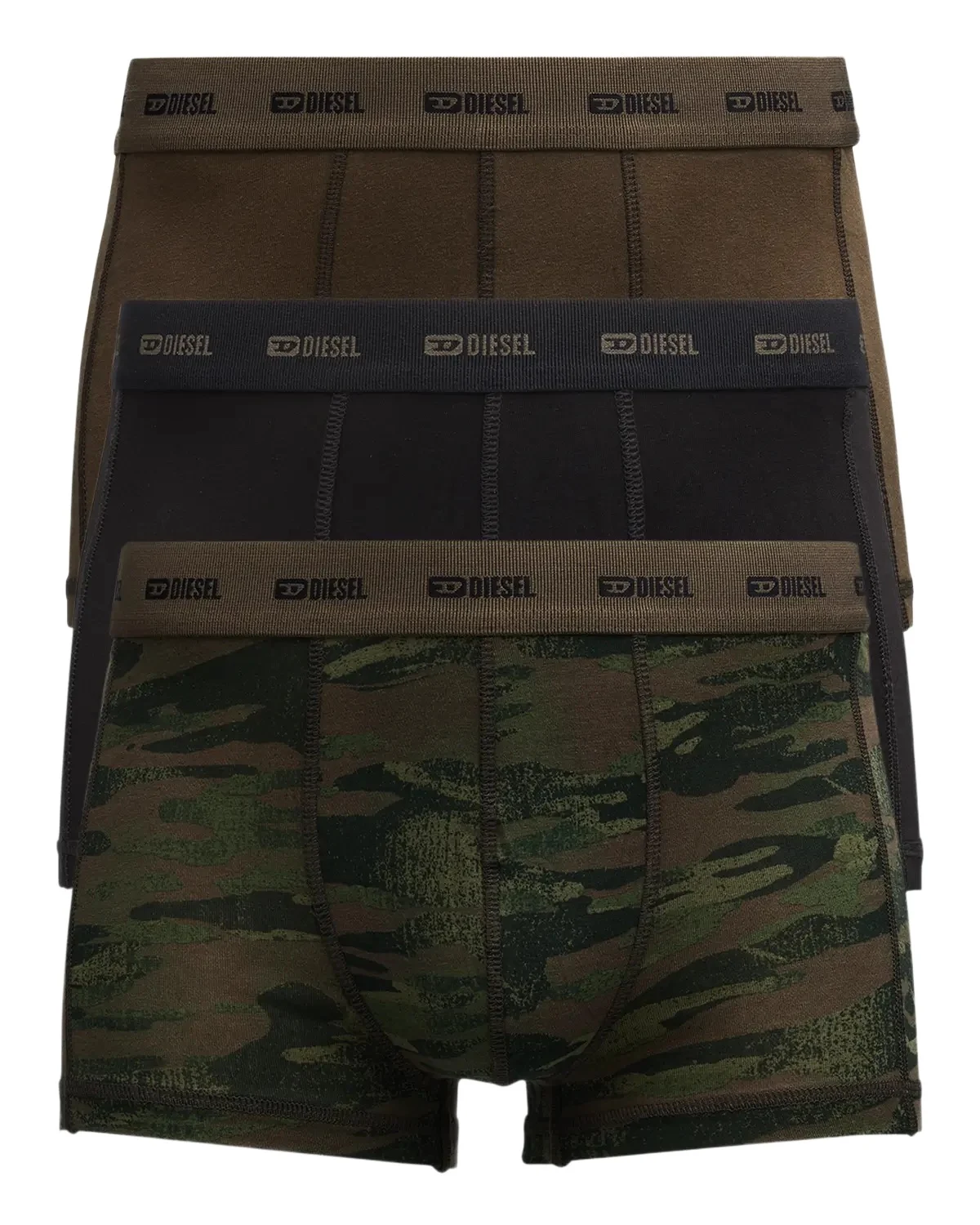 Diesel Men's Damien Logo Waistband 3-Pack Boxer Briefs
