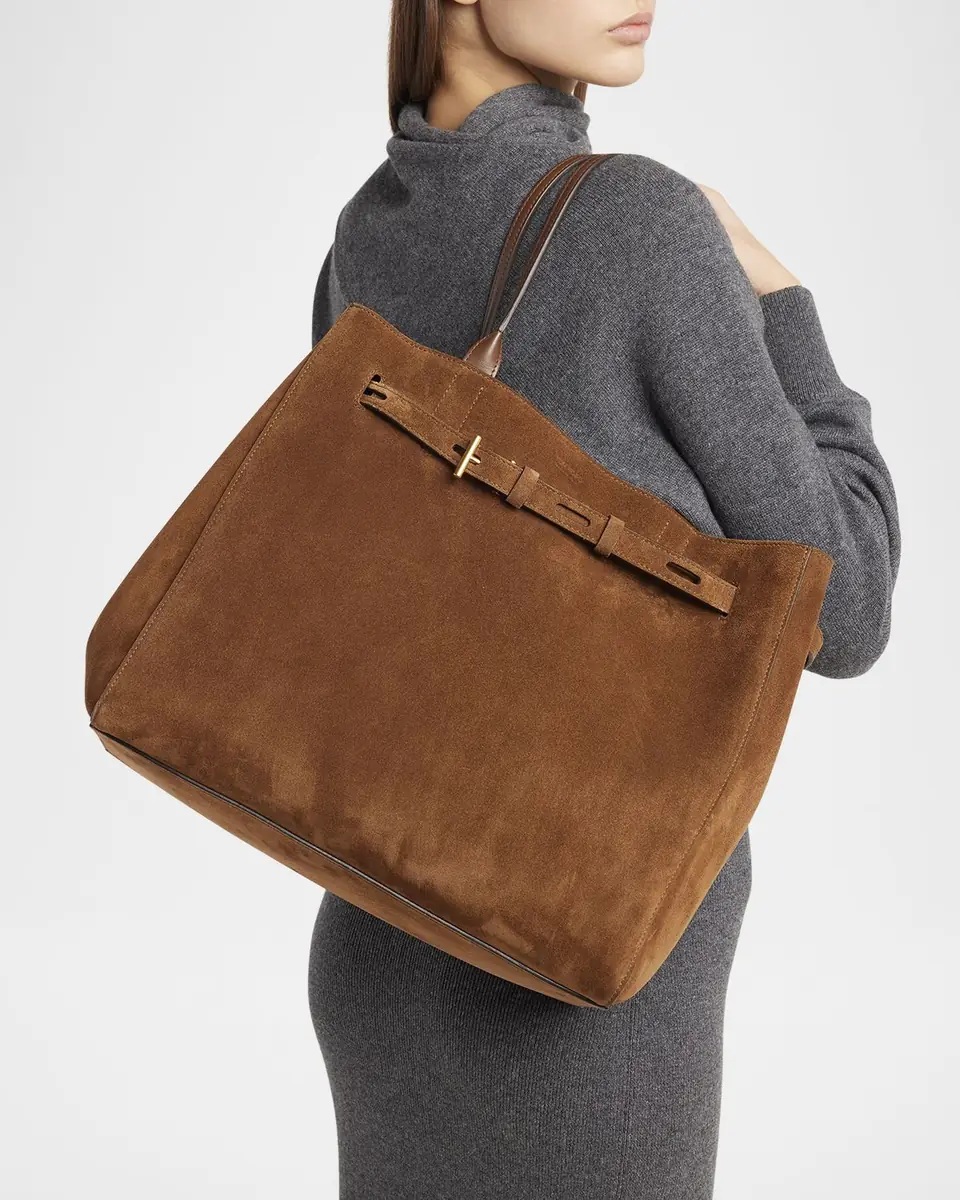 Tom Ford Audrey Large Tote Bag in Calfskin Suede | Thumbnail 2