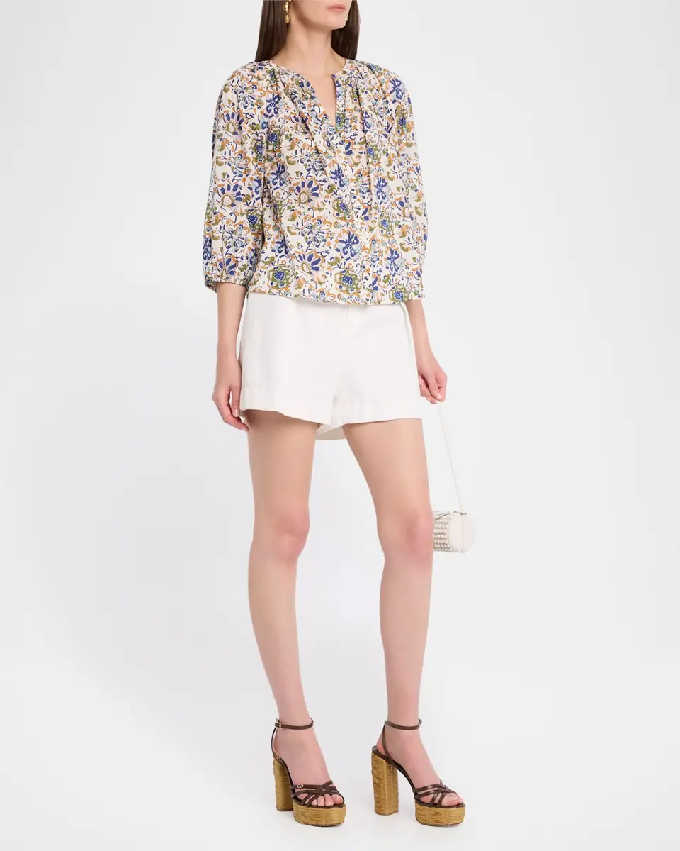 Apiece Apart Mitte Floral-Print Organic Cotton Voile Top | Thumbnail 2