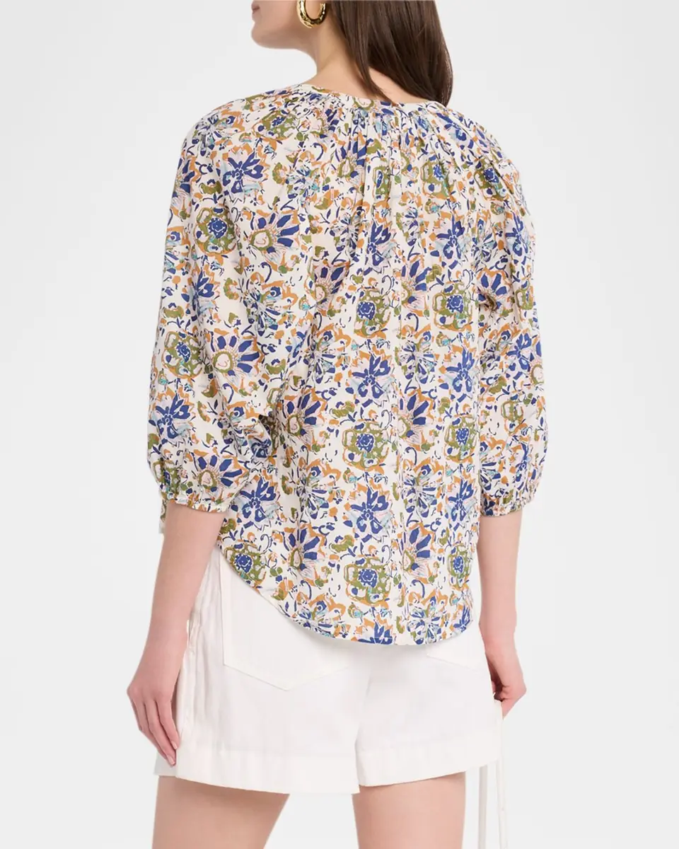Apiece Apart Mitte Floral-Print Organic Cotton Voile Top | Thumbnail 3