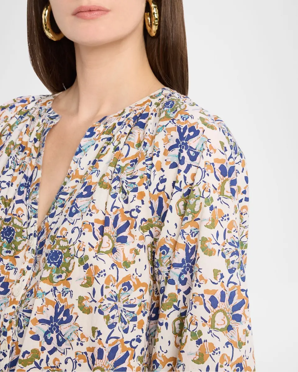 Apiece Apart Mitte Floral-Print Organic Cotton Voile Top | Thumbnail 5