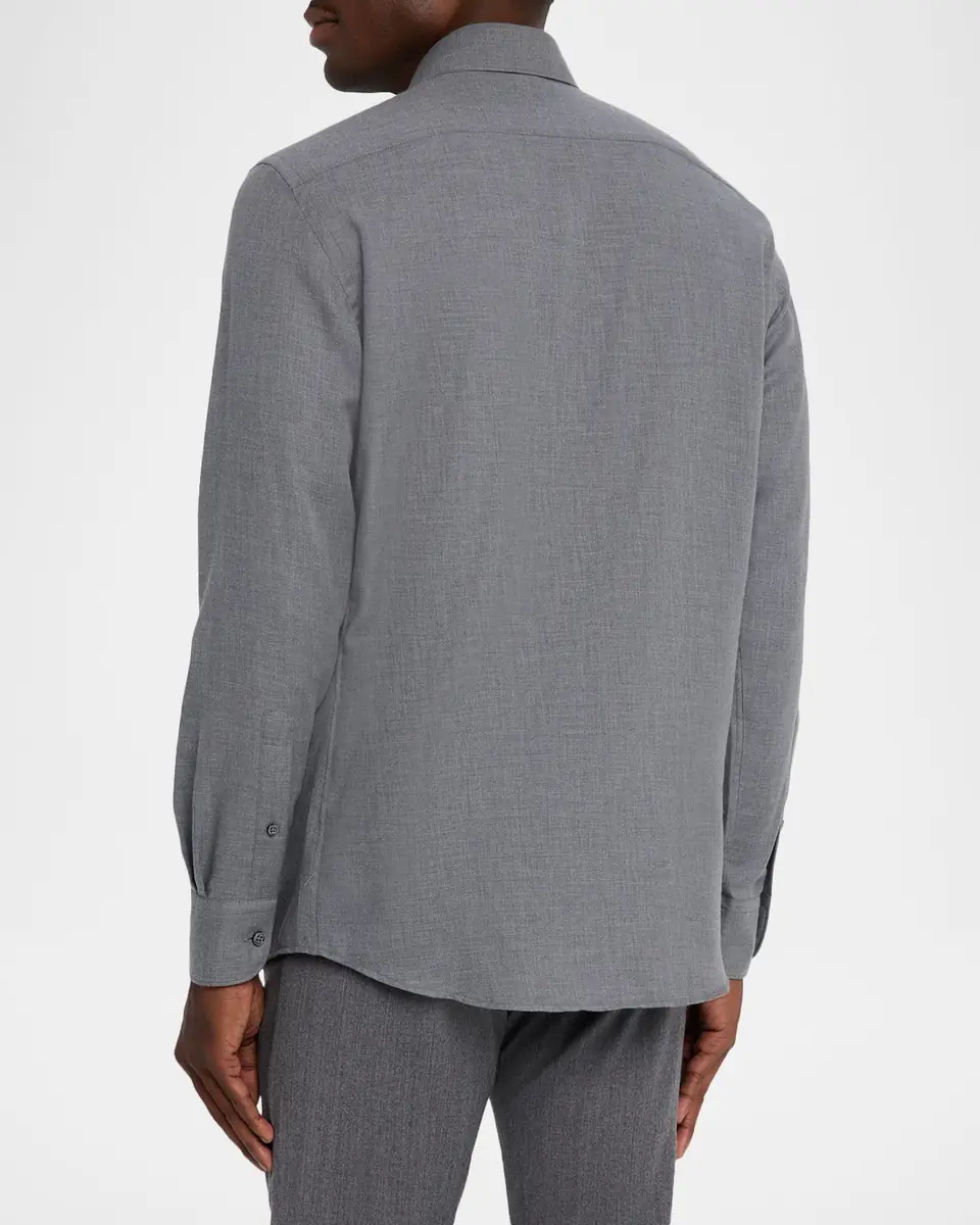 ZEGNA Men's Melange Cashco Sport Shirt | Thumbnail 3 ZEGNA Men's Melange Cashco Sport Shirt | Thumbnail 3