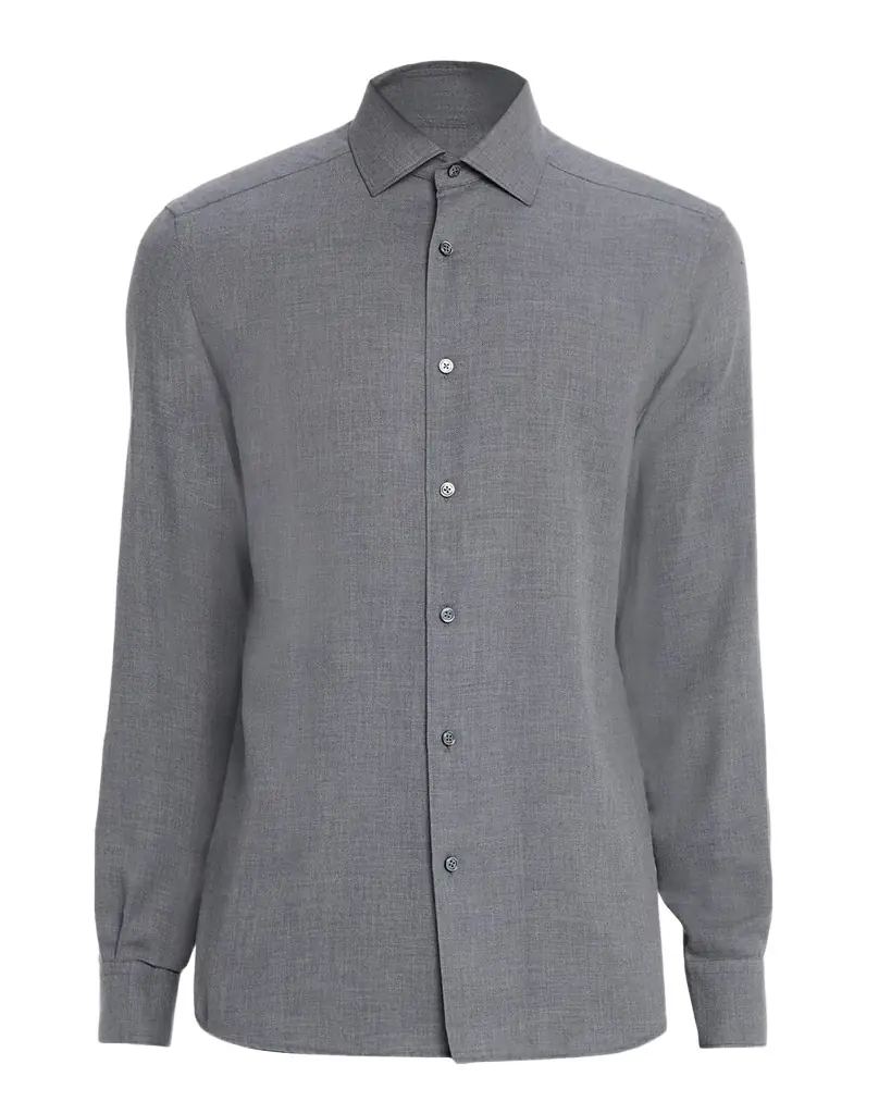 ZEGNA Men 's Melange Cashco Sport Shirt | Image 1 ZEGNA Men 's Melange Cashco Sport Shirt | Image 1