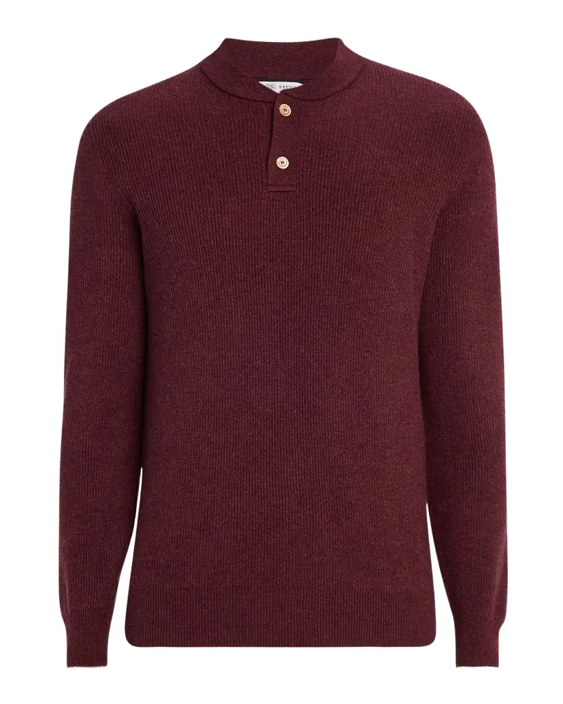 Men's Ribbed Cashmere Henley Sweater Men's Ribbed Cashmere Henley Sweater