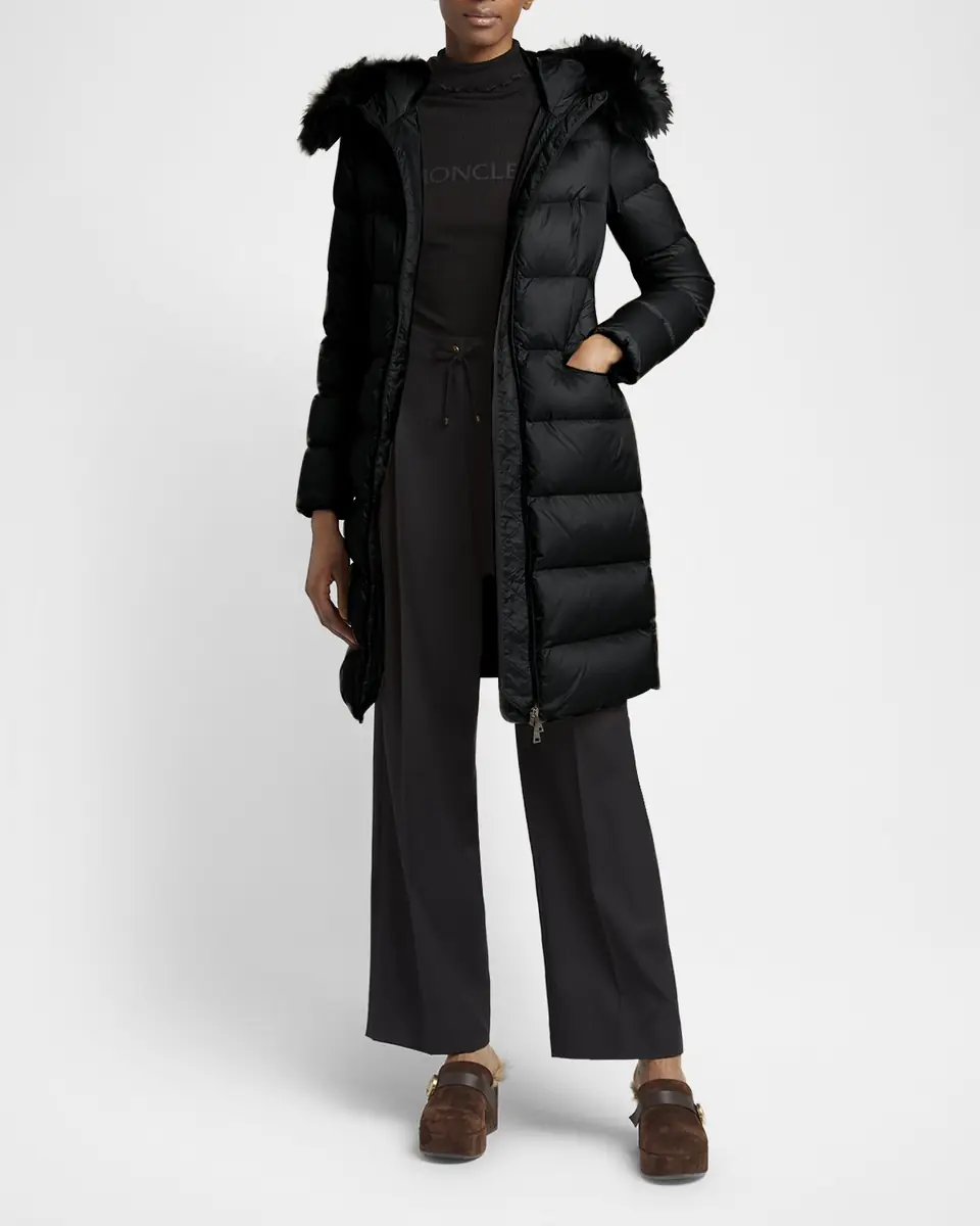 Moncler Boedic Long Down Coat with Detachable Shearling Trim | Thumbnail 2 Moncler Boedic Long Down Coat with Detachable Shearling Trim | Thumbnail 2