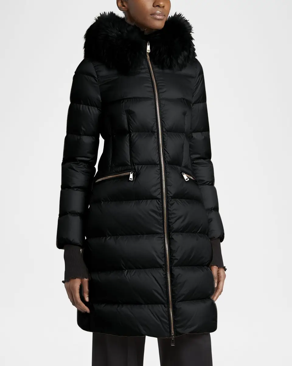 Moncler Boedic Long Down Coat with Detachable Shearling Trim | Thumbnail 4 Moncler Boedic Long Down Coat with Detachable Shearling Trim | Thumbnail 4