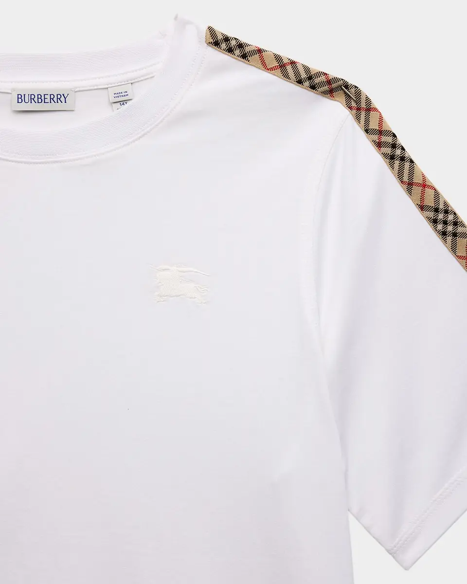 Burberry Girl's Cedar Check Tape Short-Sleeve Crewneck T-Shirt | Thumbnail 3 Burberry Girl's Cedar Check Tape Short-Sleeve Crewneck T-Shirt | Thumbnail 3