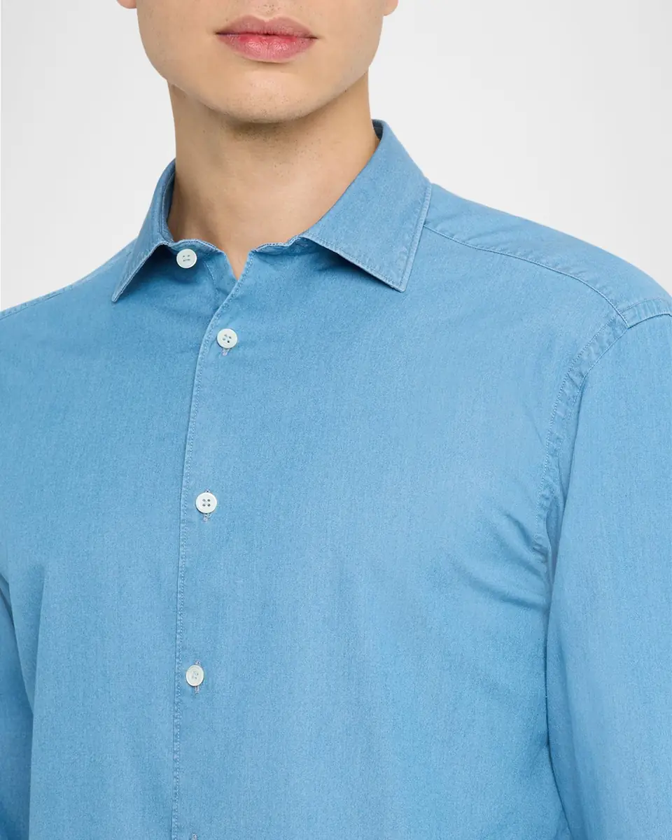ZEGNA Men's Washed Denim Classic Fit Button-Down Shirt | Thumbnail 5 ZEGNA Men's Washed Denim Classic Fit Button-Down Shirt | Thumbnail 5