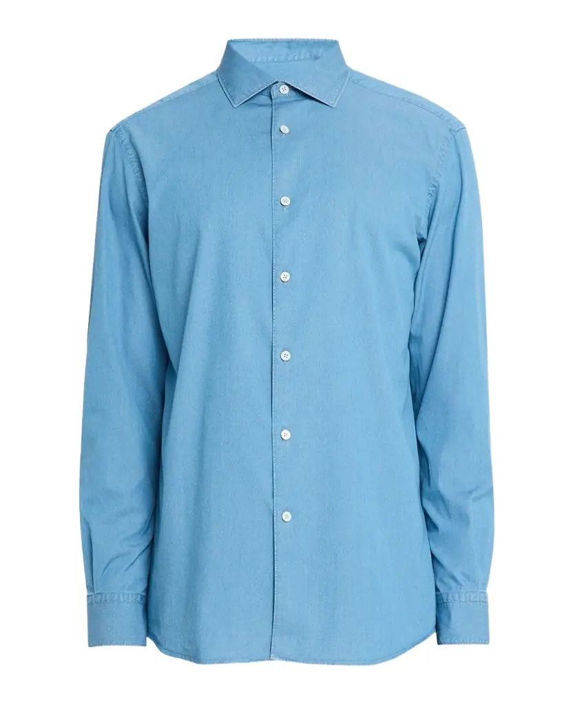 Men's Washed Denim Classic Fit Button-Down Shirt