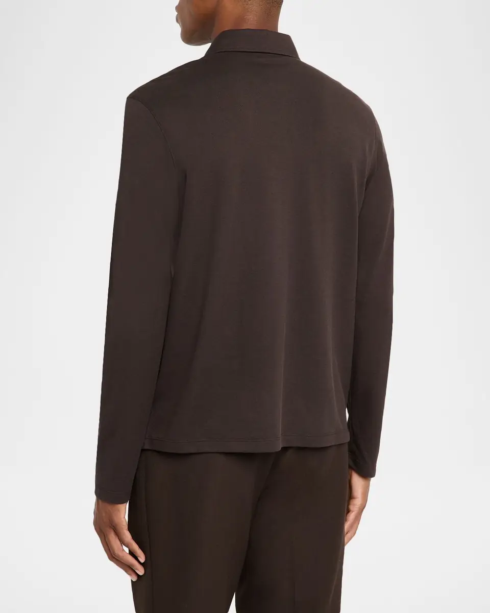 dunhill Men's Cotton and Silk Long-Sleeve Polo Shirt | Thumbnail 2 dunhill Men's Cotton and Silk Long-Sleeve Polo Shirt | Thumbnail 2