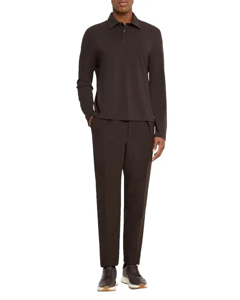 dunhill Men 's Cotton and Silk Long-Sleeve Polo Shirt | Image 1 dunhill Men 's Cotton and Silk Long-Sleeve Polo Shirt | Image 1