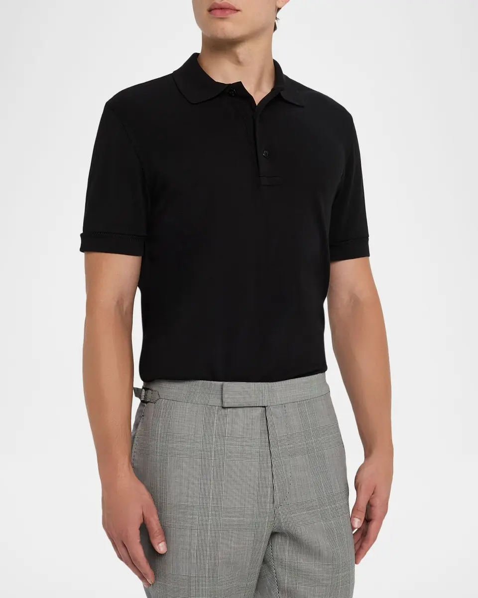 Tom Ford Men's Lyocell Pique Polo Shirt | Thumbnail 4 Tom Ford Men's Lyocell Pique Polo Shirt | Thumbnail 4