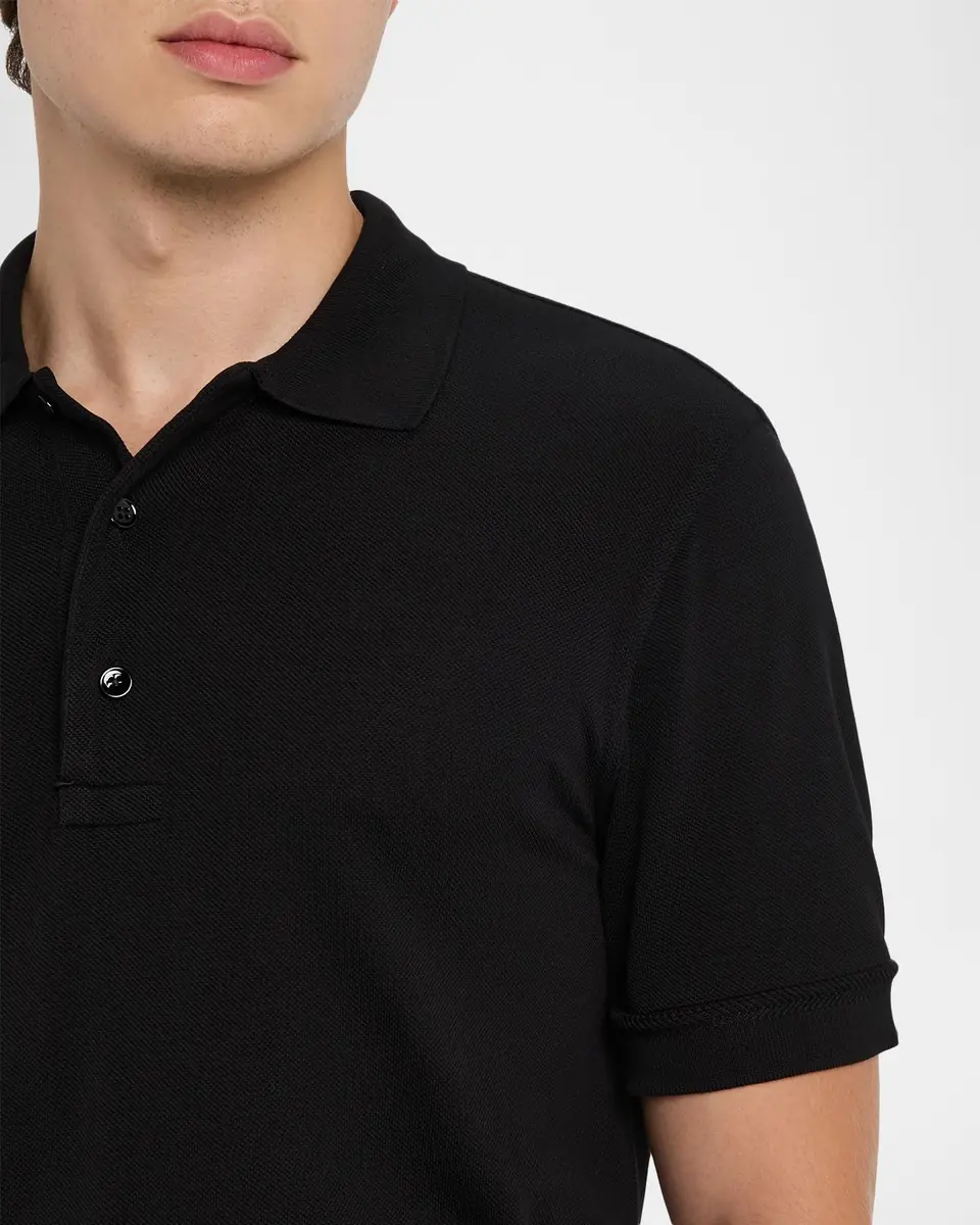 Tom Ford Men's Lyocell Pique Polo Shirt | Thumbnail 5 Tom Ford Men's Lyocell Pique Polo Shirt | Thumbnail 5
