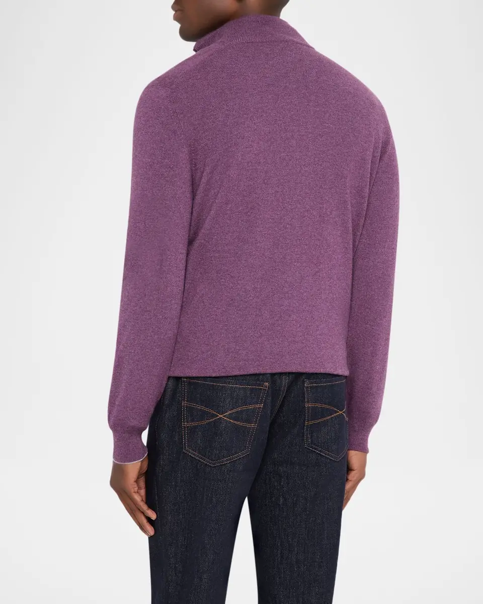 Brunello Cucinelli Men's Cashmere Quarter-Zip Sweater | Thumbnail 3