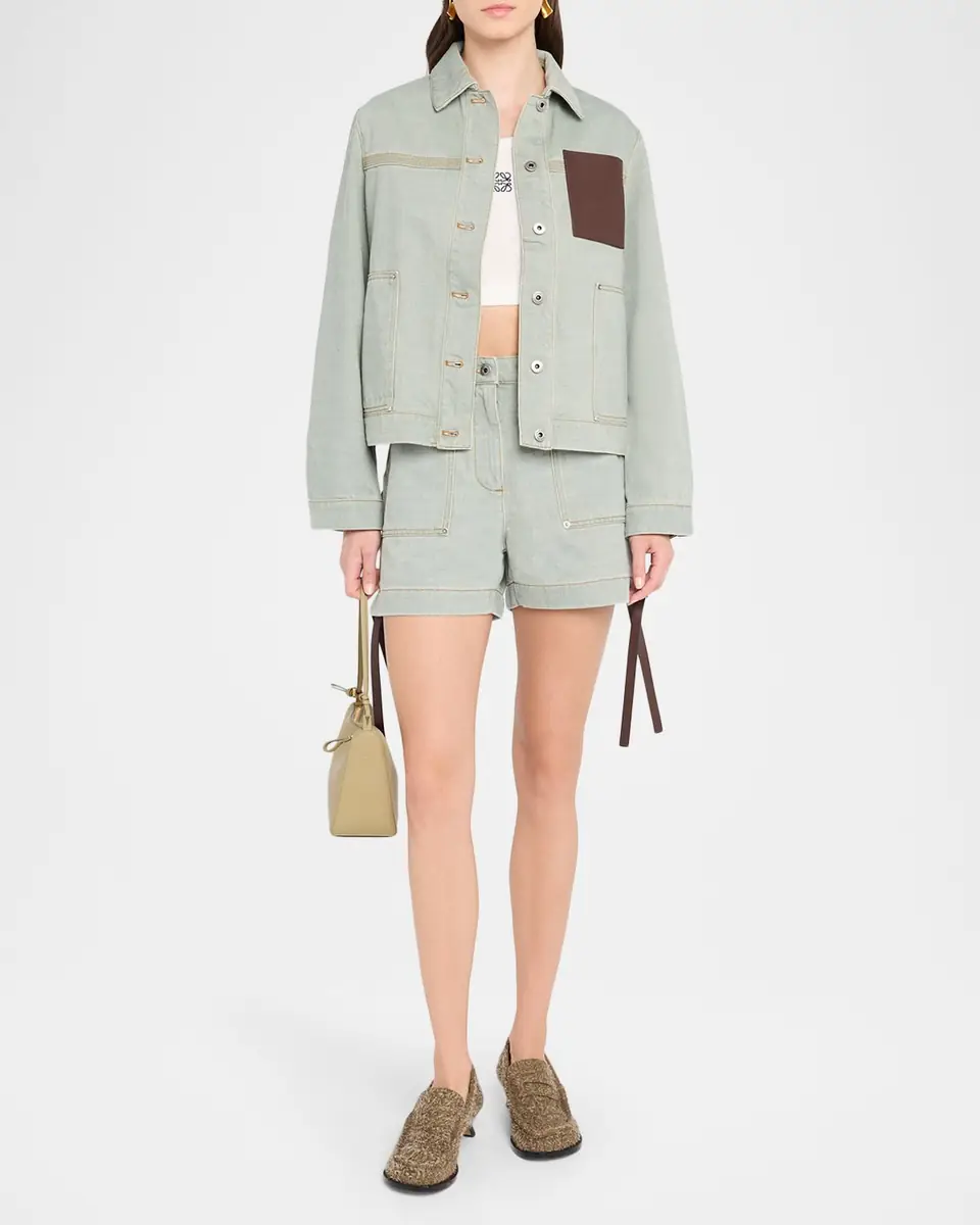 Loewe Anagram Leather Pocket Workwear Jacket | Thumbnail 2 Loewe Anagram Leather Pocket Workwear Jacket | Thumbnail 2