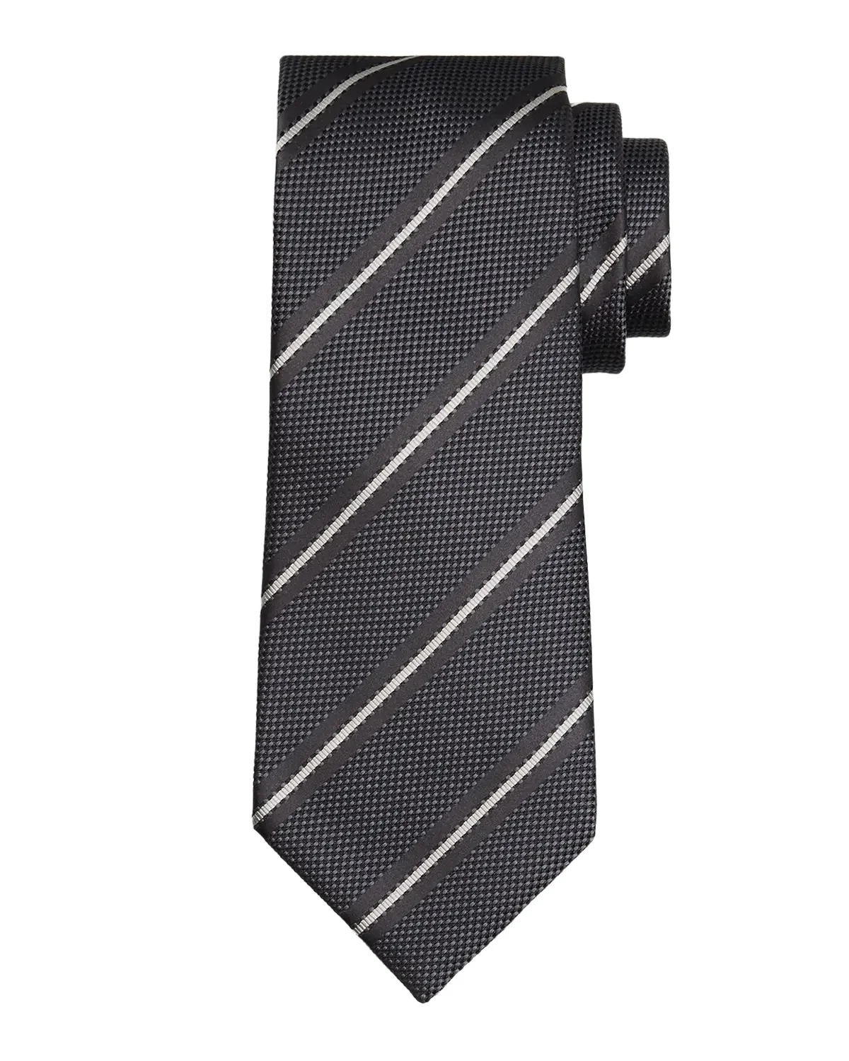 Men's Two-Tone Regimental Diagonal Stripe Silk Tie Men's Two-Tone Regimental Diagonal Stripe Silk Tie