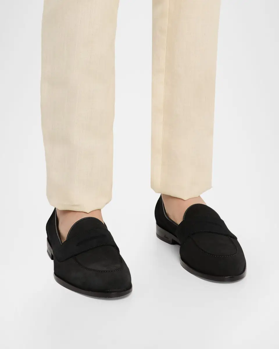 Brioni Men's Appia Suede Penny Loafers | Thumbnail 2 Brioni Men's Appia Suede Penny Loafers | Thumbnail 2