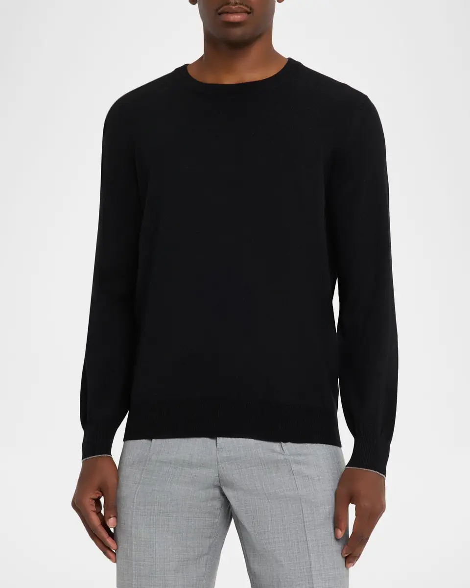 Brunello Cucinelli Men's Cashmere Crewneck Sweater | Thumbnail 4 Brunello Cucinelli Men's Cashmere Crewneck Sweater | Thumbnail 4
